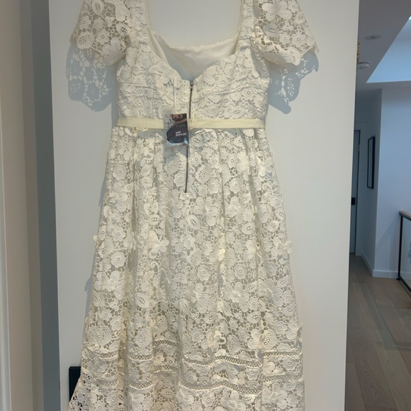 Self-Portrait White Guipure Lace Midi Dress NWT Size 10 - Picture 7 of 10